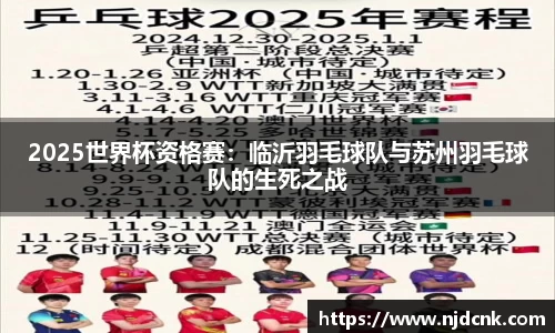 2025世界杯资格赛：临沂羽毛球队与苏州羽毛球队的生死之战
