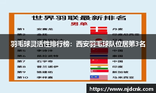 羽毛球灵活性排行榜：西安羽毛球队位居第3名
